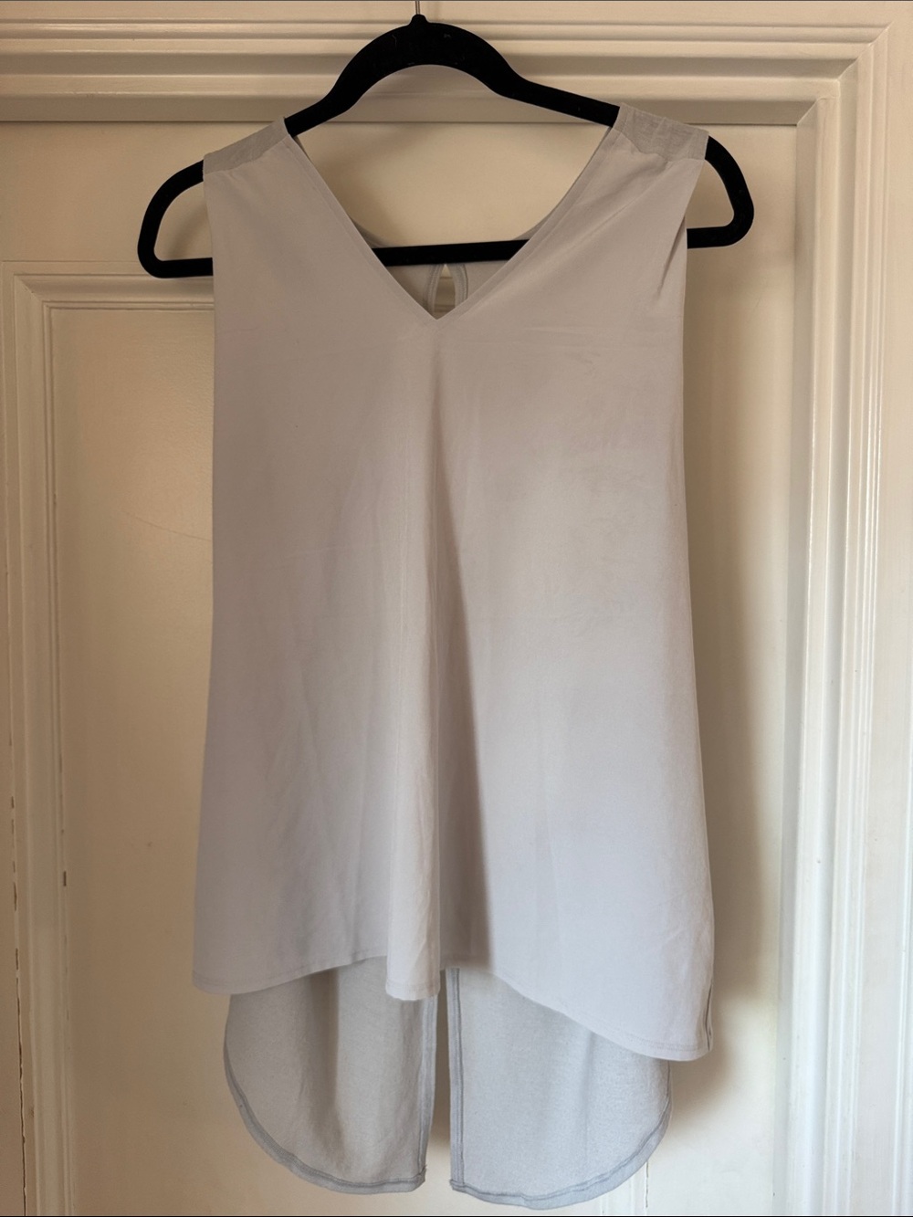 Lucy Pale Gray V-Neck High-Low Sleeveless Top